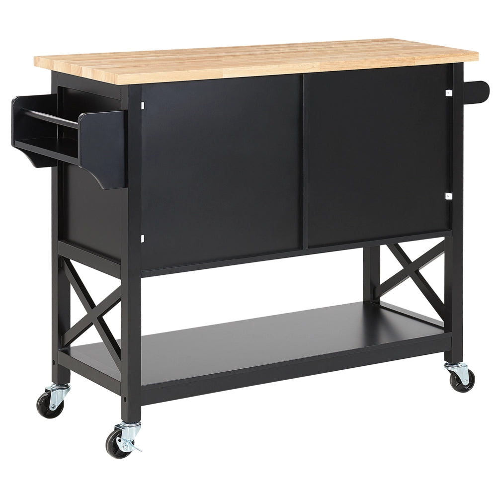 Carrello da cucina in MDF Nero in legno chiaro con ripiano per armadietto scandinavo