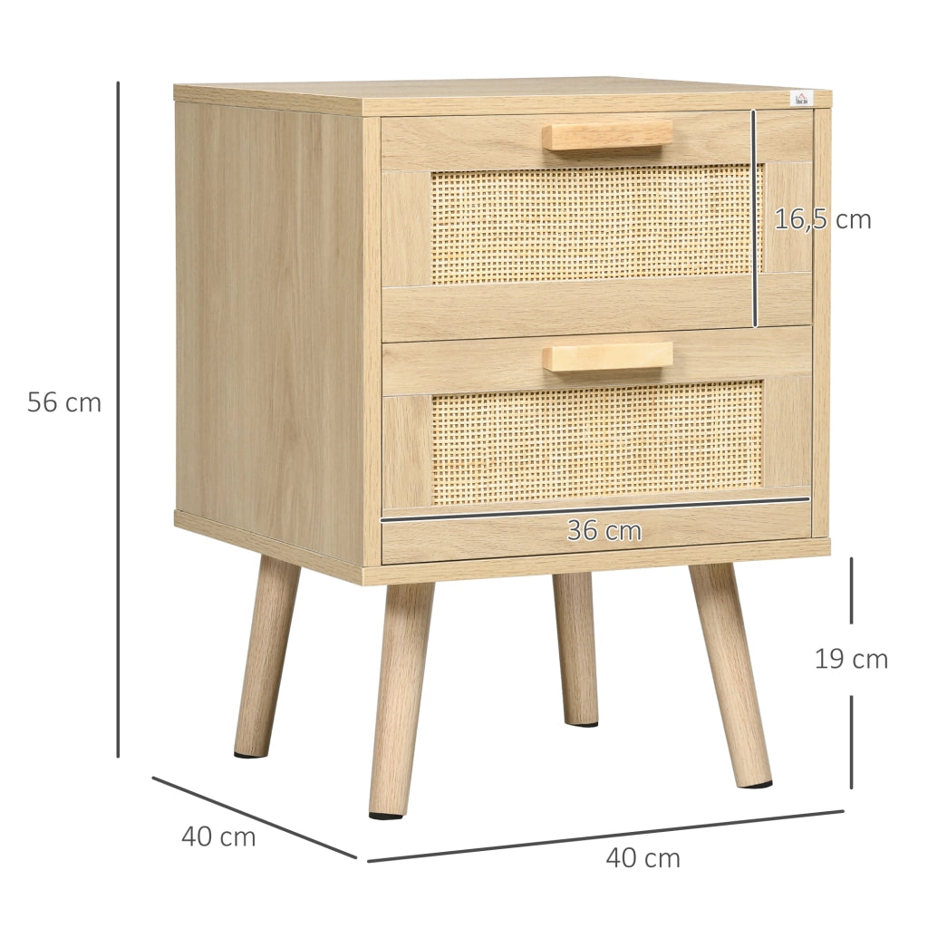 Tavolino da notte con cassetti ¨C zephmum ¨C naturale 40x40x56 cm