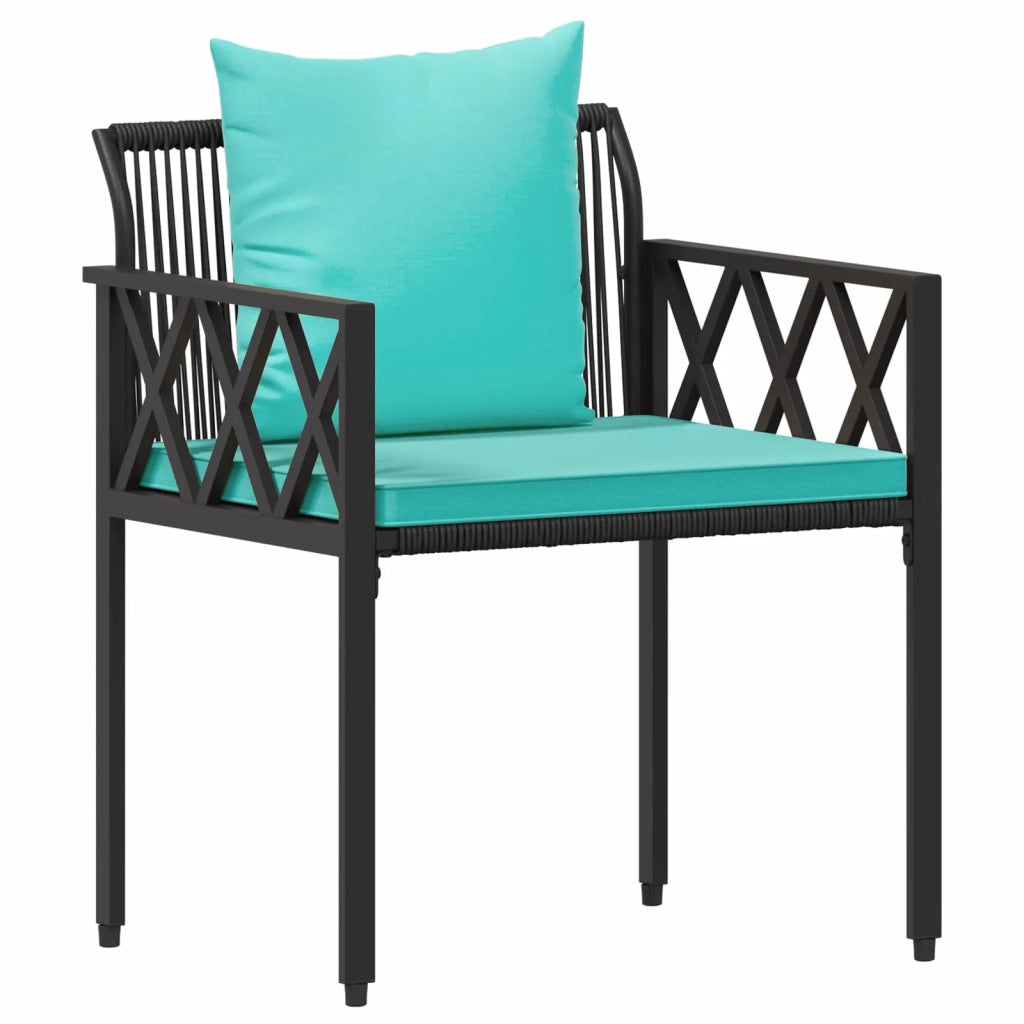Set Mobili da Esterno 4 pcs Nero e Turchese polyrattan 42025346