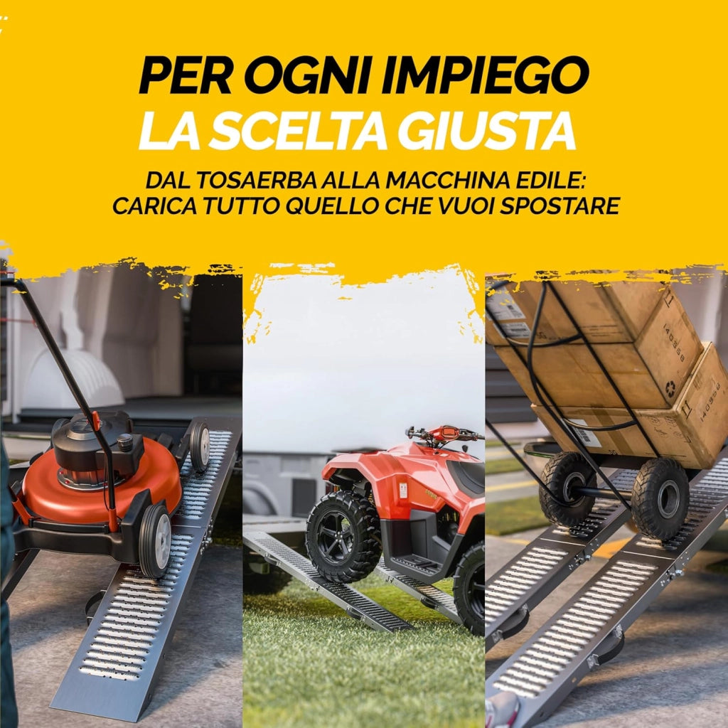 2x Rampa di Carico Pieghevole Max. 400kg Acciaio Zincato Antiscivolo Pedane Moto Quad