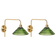 Set di 2 lampade da parete Glam Base in metallo dorato Paralume in vetro verde Camera da letto Soggiorno Moderno Glam