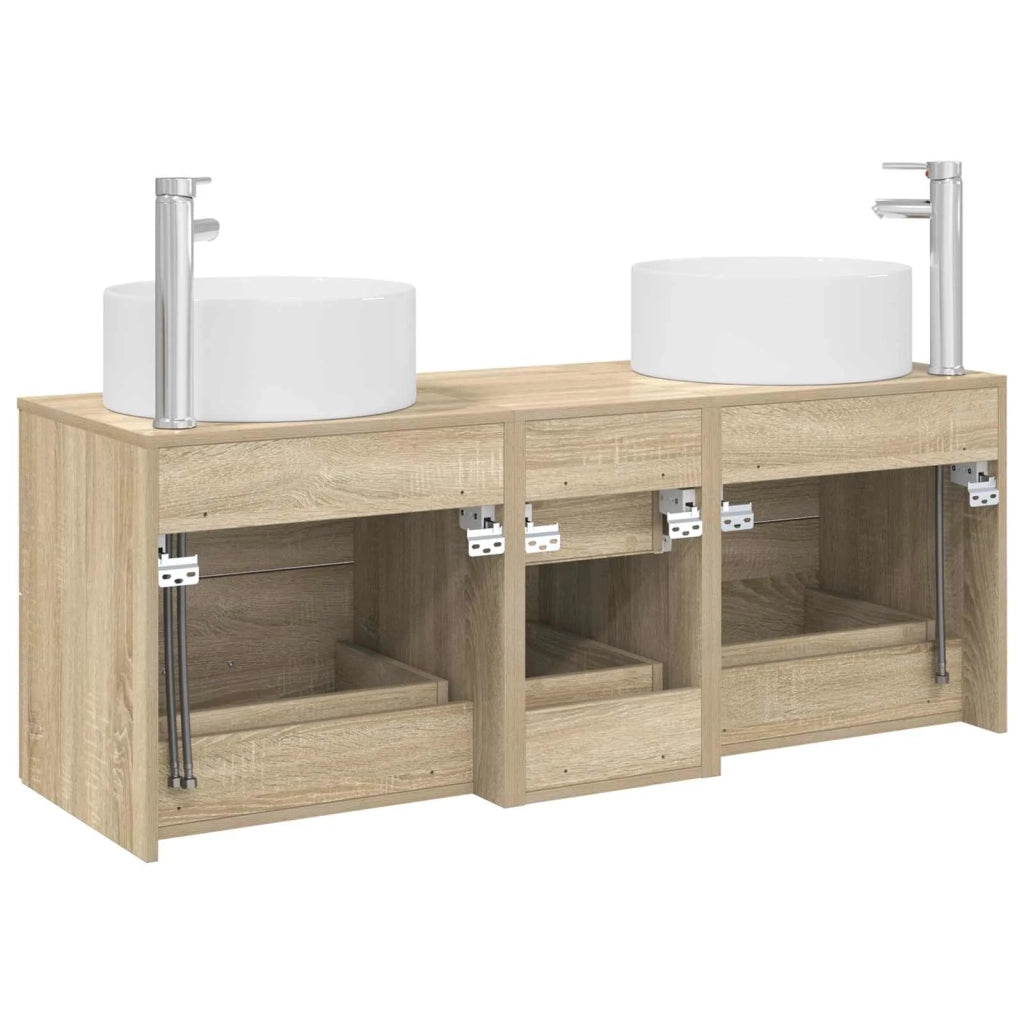 Set di mobili per il bagno 3 pz Rovere Sonoma 3405957