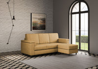 Divano 3 Posti con Pouf 208x155x85 cm Marrak in Tessuto Ocra