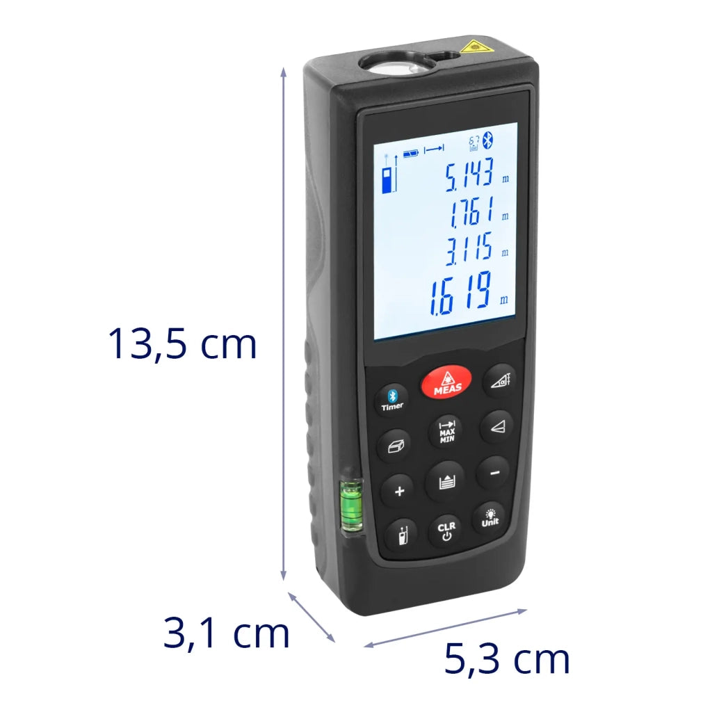 Telemetro laser fino a 70 m precisione 1,5 mm Bluetooth IP54 livella a bolla ABS nero 14_0010183