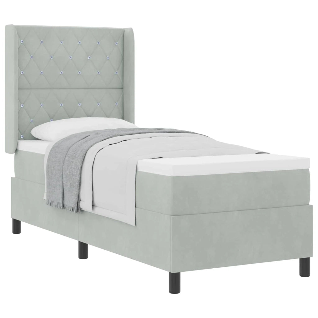 Letto a molle con testiera-Rete con Testiera Grigio chiaro 80 x 200 cm Velluto 306437