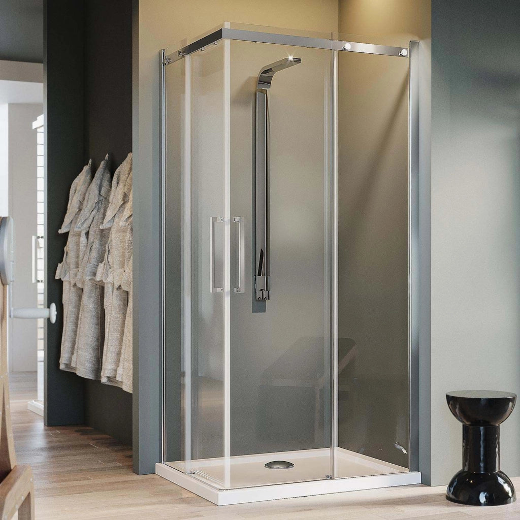 Box Doccia Rettangolare 70x80CM H200 Vetro Trasparente 8mm Destra con EasyClean mod. Prime Corner