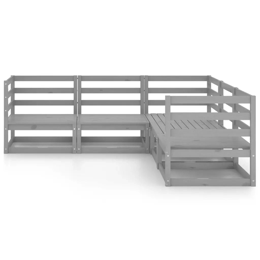 Set Divani da Giardino 5 pz Grigi in Legno Massello di Pino 3075726