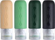 Set di contenitori di silicone per riso, 90 ml, con 4 pezzi, contenitori vuoti per riso e articoli da bagno, contenitore di liquido riutilizzabile conforme alla FDA per shampoo, crema, doccia e cura della pelle, verde