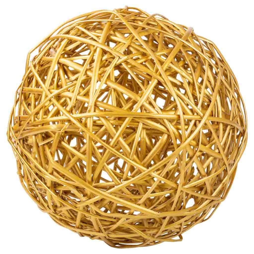 Bola de decoración de mimbre dorado d38 cm