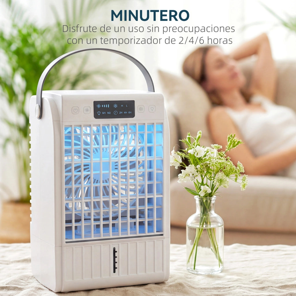 Ventilatore 4 in 1 con Nebulizzatore e Luci LED ¨C Zephmum ¨C Bianco