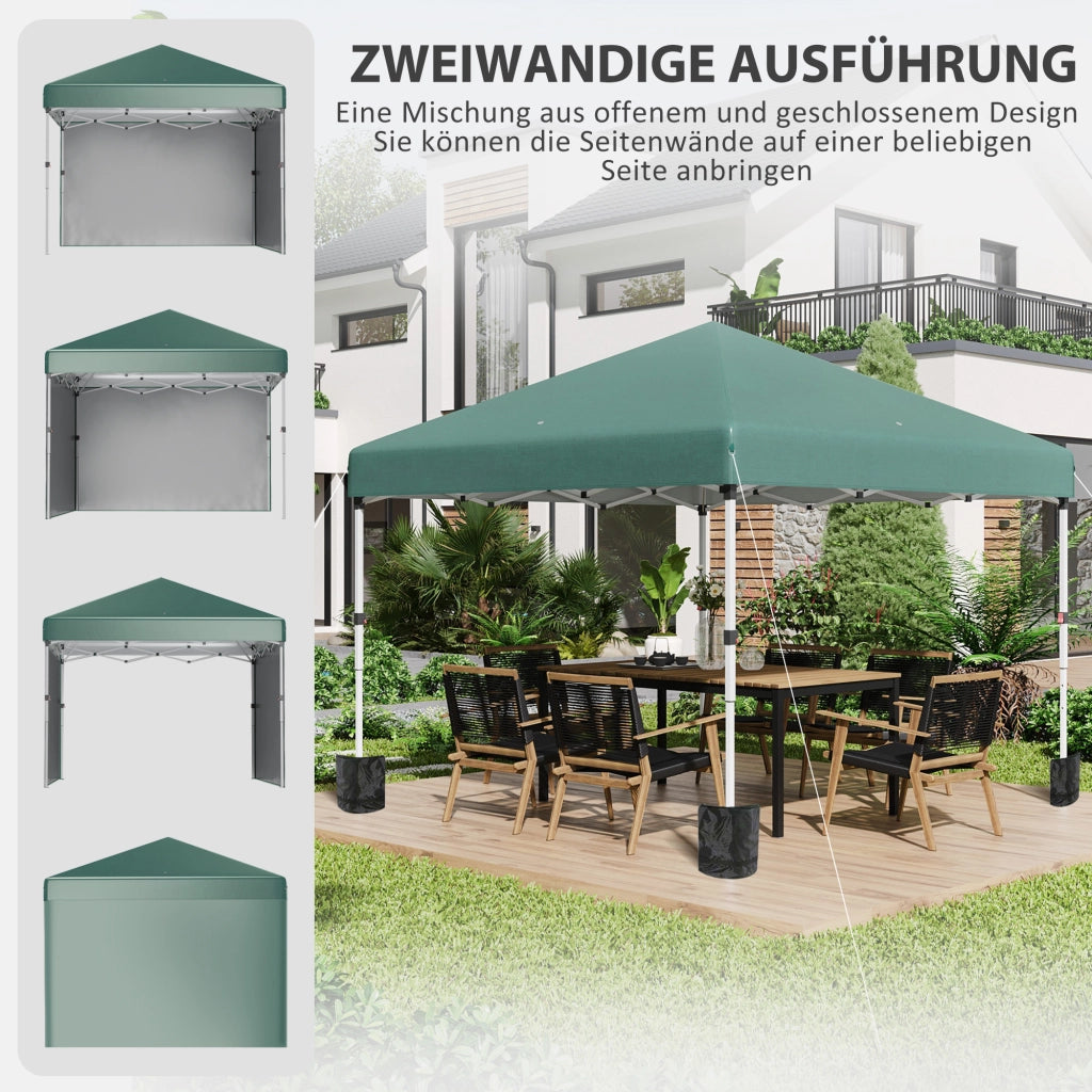 Gazebo pieghevole con 2 pareti ¨C zephmum ¨C verde 3x3m acciaio inox
