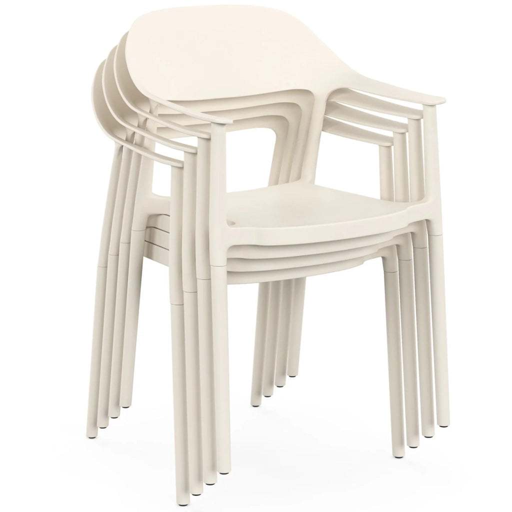IDMarket - Set di 4 sedie da giardino impilabili in polipropilene SUZON beige