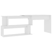 Scrivania | Tavolo da Ufficio ad Angolo Bianca 200x50x76 cm in Legno Multistrato
