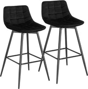 Sedia da Cucina Industriale - Nero - Set di 2 Sedi - Sedia da Cucina con Schienale - Sedi con Schienale - Sedia da Cucina con Schienale in Velluto - Modello: Vlado - Codice: 2 pezzi
