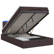 Letto Ottomano con Materasso e LED Marrone Scuro 120 x 190 cm 3458141