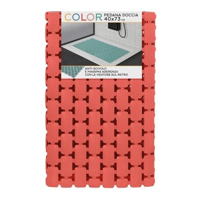 Tappetino antiscivolo doccia rosso 40x73 cm in plastica Spring