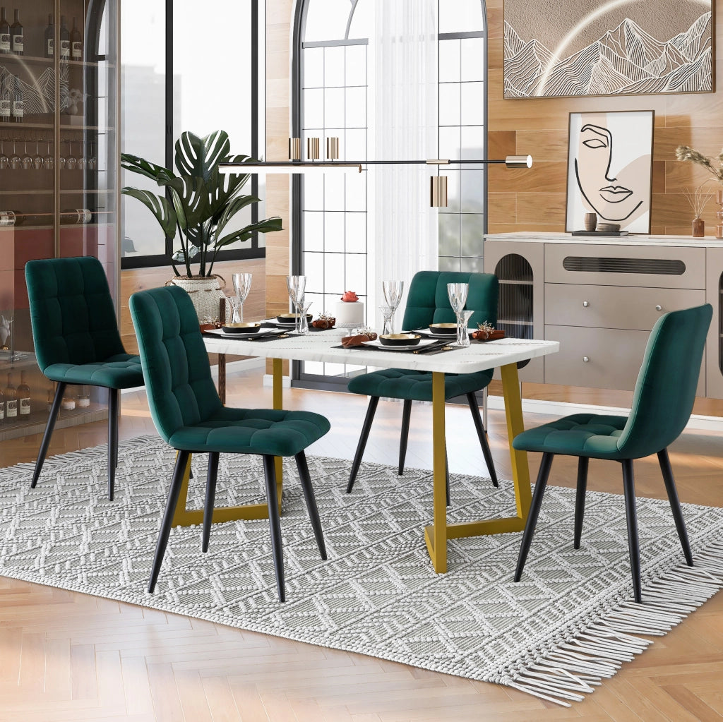 Set tavolo da pranzo con 4 sedie moderno; MDF; verde