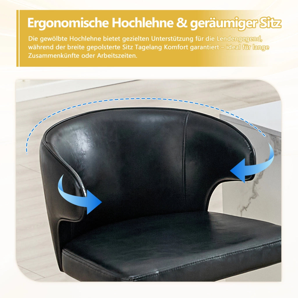 Sgabello da bar girevole 360° regolabile in altezza con poggiapiedi e schienale ergonomico in PU nero
