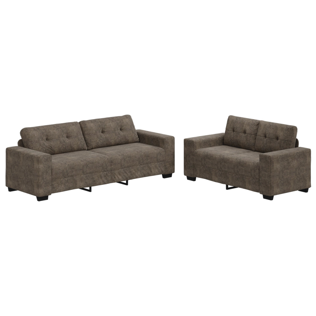 Set Divano 2 Pezzi con Cuscini Grigio Scuro in Pelle Sintetica