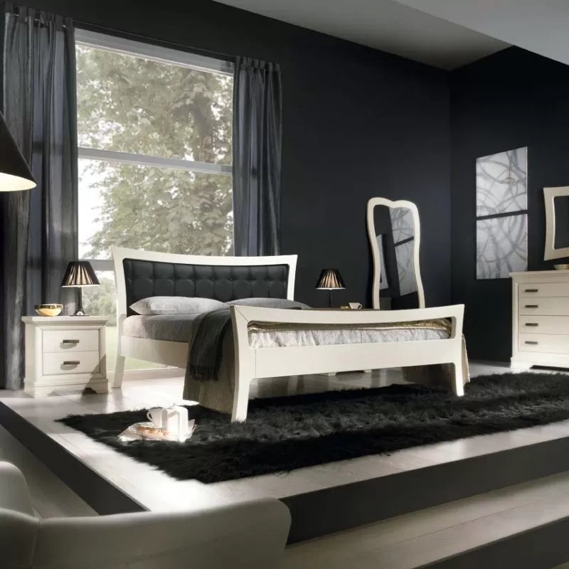 Specchiera rettangolare sagomata legno shabby bianco 108x79x3 - Mobili 2G