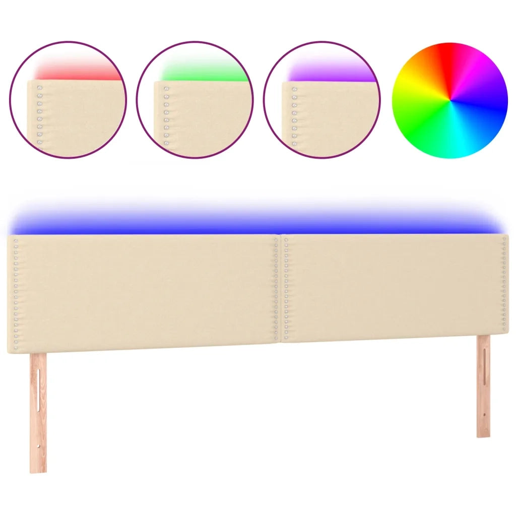 Testiera | Testata a LED Crema 180x5x78/88 cm in Tessuto