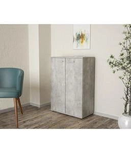 KIT MOBILE 2 ANTE CM. 68X95X34 BIANCO VENANTO ROVERE GRIGIO CEMENTO