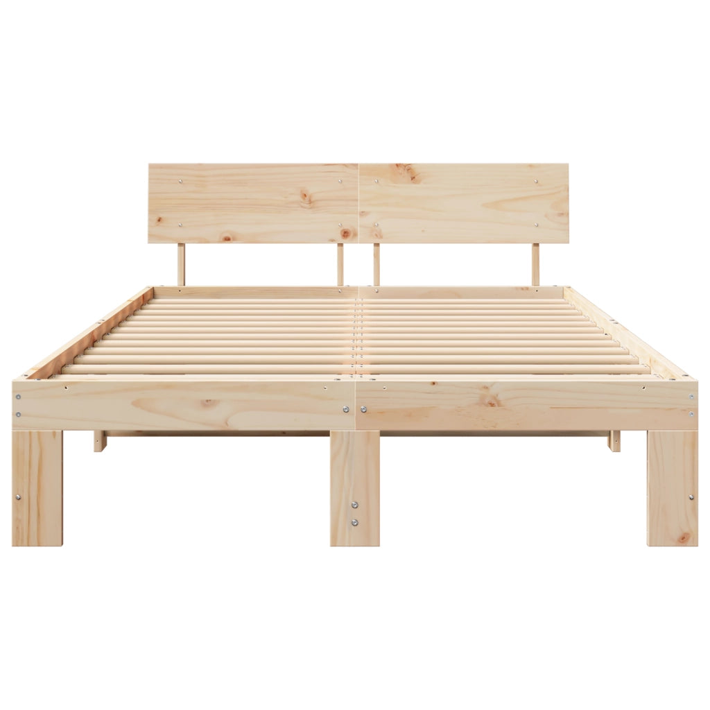Struttura Letto con Testiera 140x190 cm Legno Massello di Pino