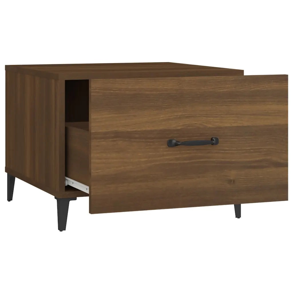 2 pz Tavolini salotto | Tavolino da caff¨¨ | Tavolino da Soggiorno Gambe in Metallo Rovere Marrone 50x50x40cm