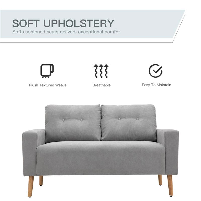 DIVANO 2 POSTI COMPATTO DESIGN MODERNO SCHIENALE TRAPUNTATO GRIGIO