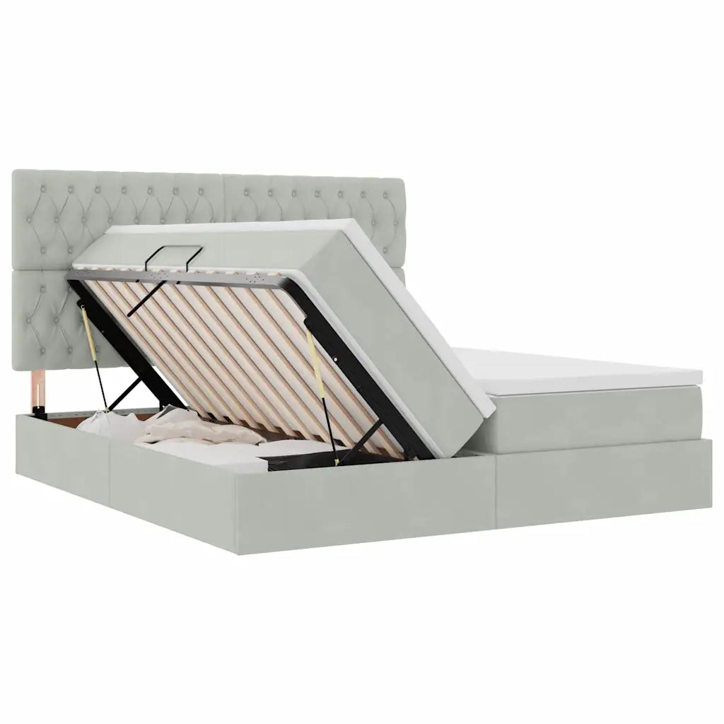 Letto con Contenitore Grigio chiaro 180 x 200 cm Velluto
