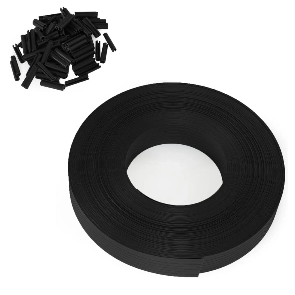 IDMarket - Set di lamelle oscuranti, arella in PVC nero L. 60 M per pannello a rete