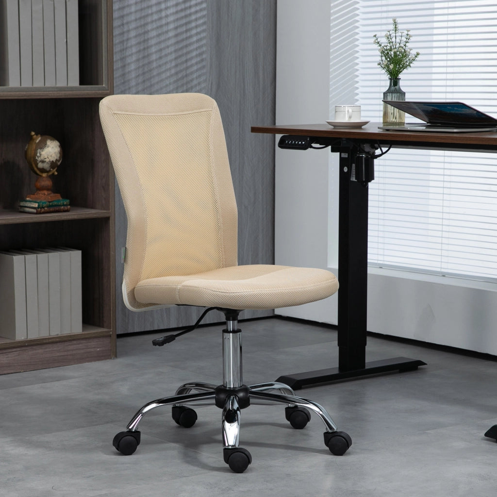 Sedia da ufficio girevole senza braccioli in rete ¨C Zephmum ¨C Beige 43x58x90-100 cm