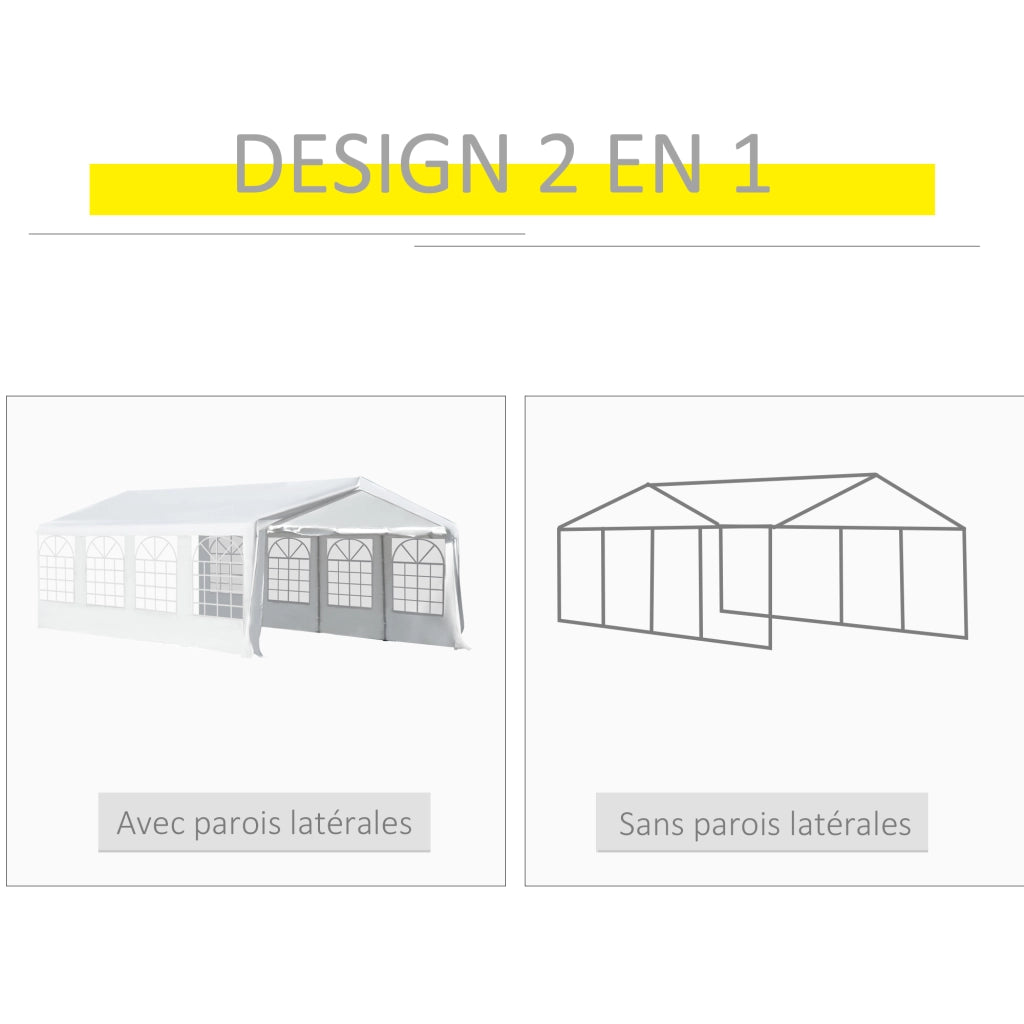 Tenda da giardino esterna 4x8m ¨C zephmum ¨C 8 finestre acciaio galvanizzato bianco