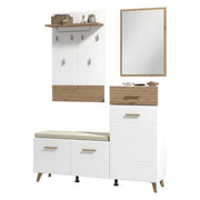 Longa, Mobile da Ingresso Specchio Incluso, 141x35x189.5h cm Bianco Opaco