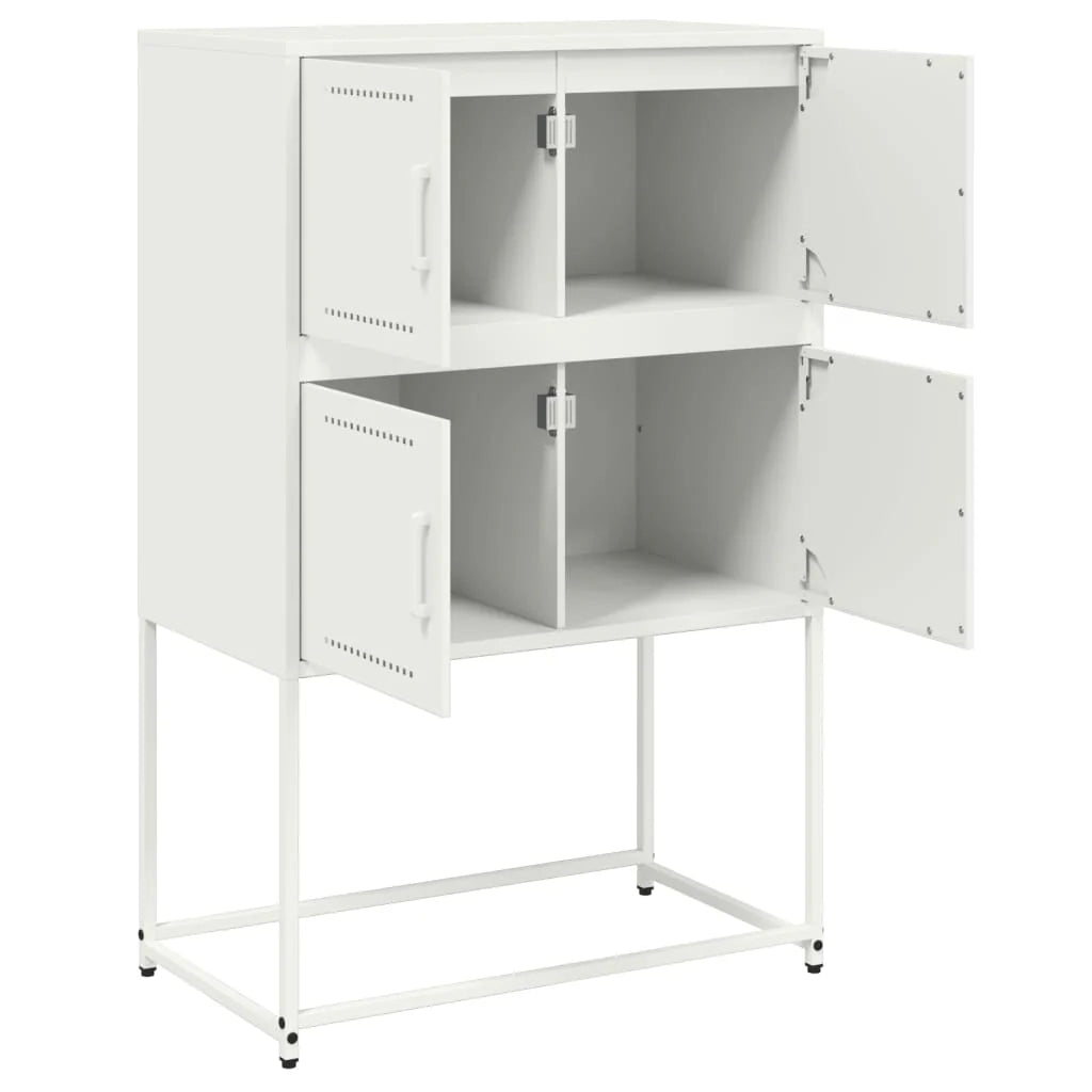 Buffet credenza cassettiera mobiletto mobile contenitore organizer per cucina soggiorno salotto 68,5 x 38,5 x 107 cm acciaio bianco 02_0030389