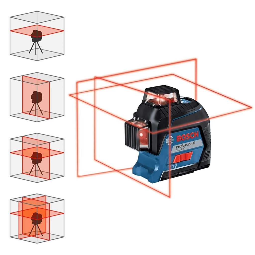 LIVELLA LASER BOSCH GLL 3-80,  3X360°,  AUTOLIVELLANTE, IP54 - 0601063S00