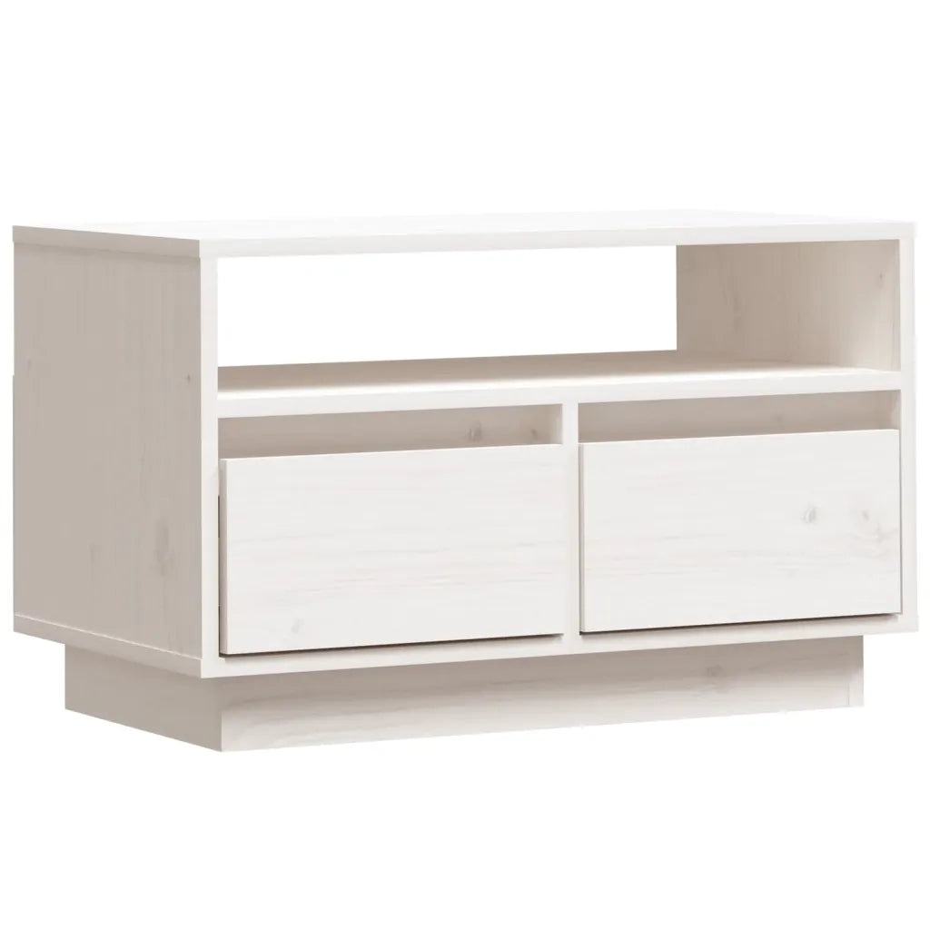 Mobile Porta TV Bianco 60x35x37 cm in Legno Massello di Pino 813426