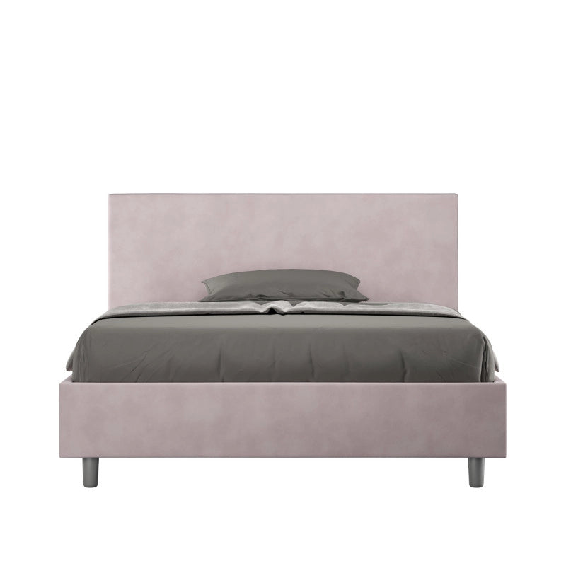 Letto imbottito Piazza e mezzo 130x210 cm Adele - Con rete,Glicine,Microfibra