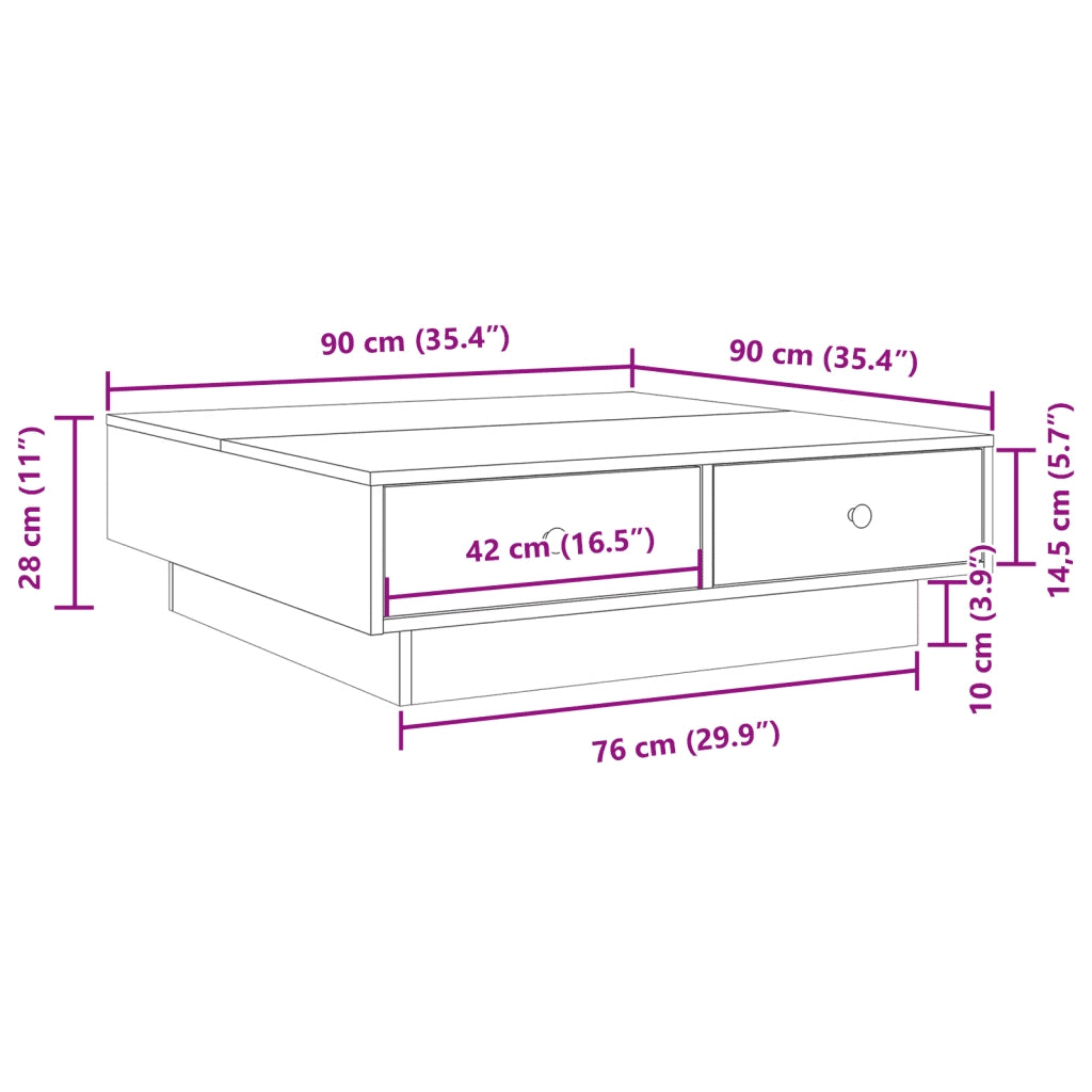 vidaXL Tavolino da Salotto Grigio Cemento 90x90x28cm Legno Multistrato