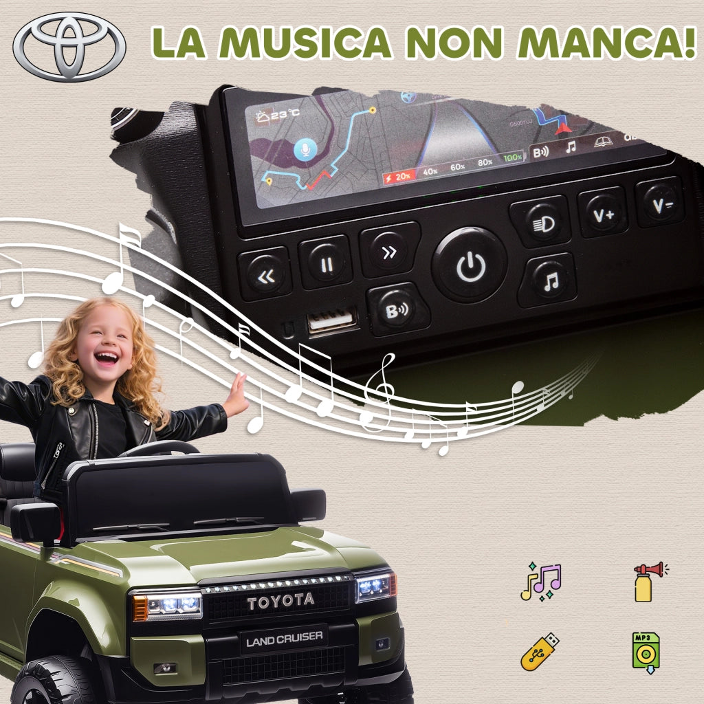 Auto Elettrica per Bambini TOYOTA Land Cruiser 12V con Telecomando, Et¨¤ 3-8 Anni, Verde