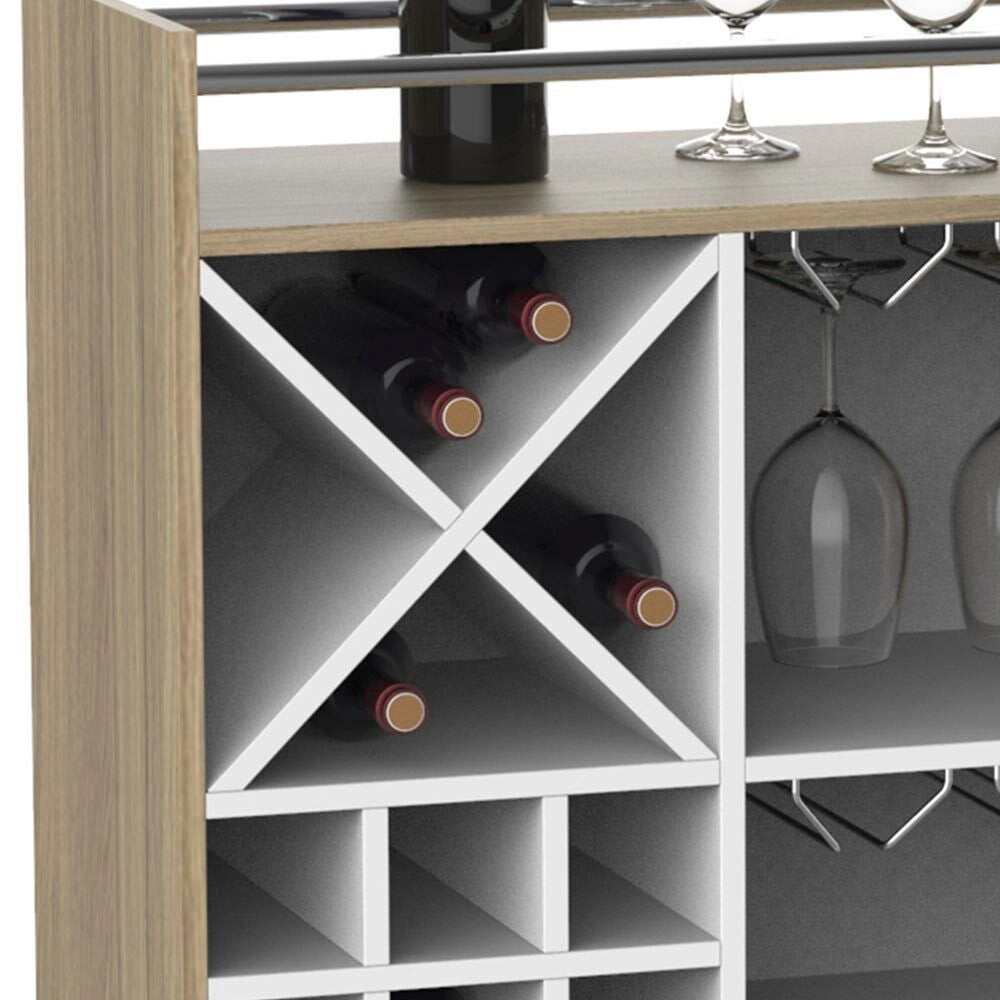 Mobile Bar Cantinetta Bottiglie Vino Legno Cantina 20 Posti Porta Calici Quercia