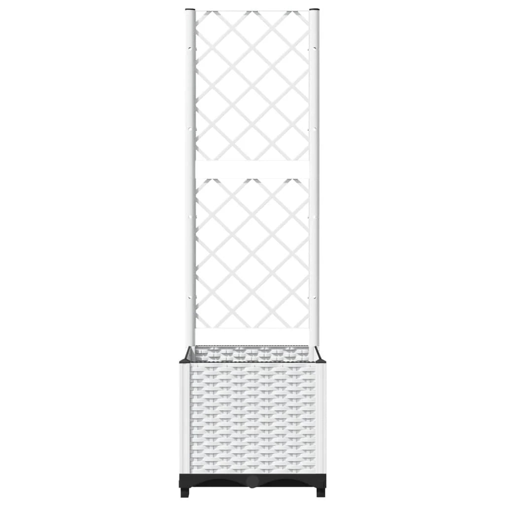 Fioriera rialzata per piante fiori terrazza giardino con traliccio 40 x 40 x 136 cm PP bianco 02_0038286