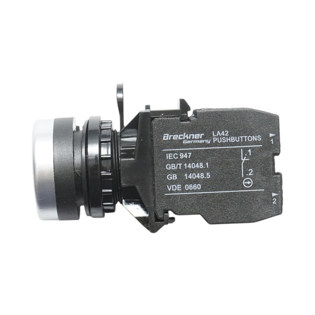 Interruttore a pulsante con ritorno 1NO+1NC rosso, 10A/600V AC, 1A/250V DC LA42 Breckner Germany