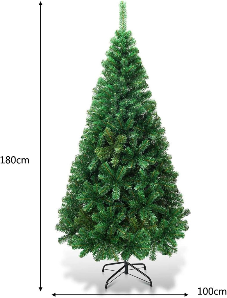Albero di Natale 180 cm, Albero di Natale Artificiale e Folto con 650 Rami e Base in Metallo, Albero di Natale Realistico per Casa, Ufficio e Negozio, Verde (180 cm)