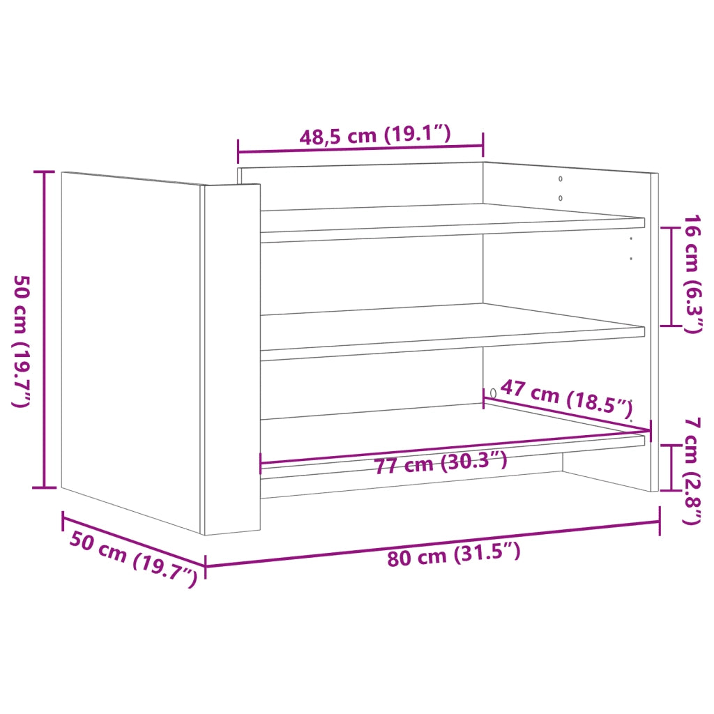 Tavolino Salotto Grigio Sonoma 80x50x50 cm Legno Multistrato 848344