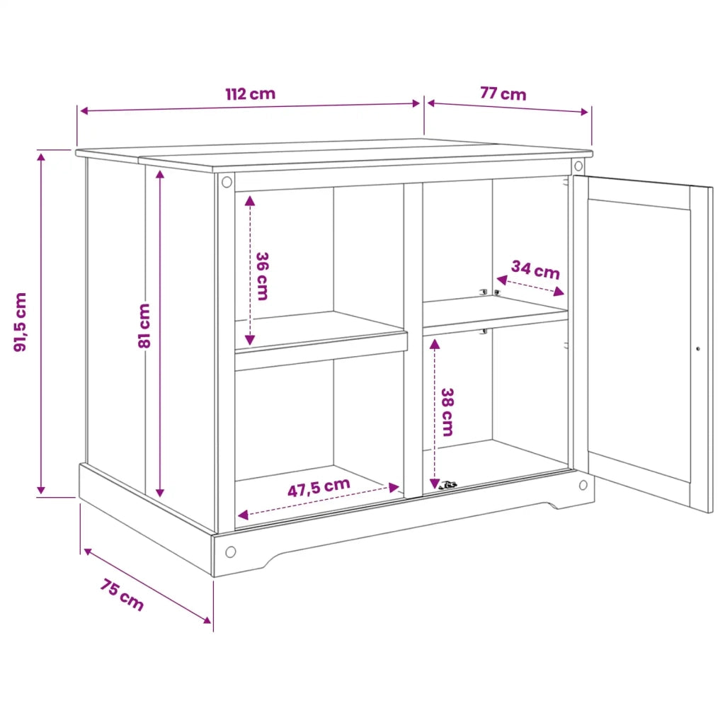 Carrello da Cucina 2 pcs Bianco e Cera di Miele Pino Massello