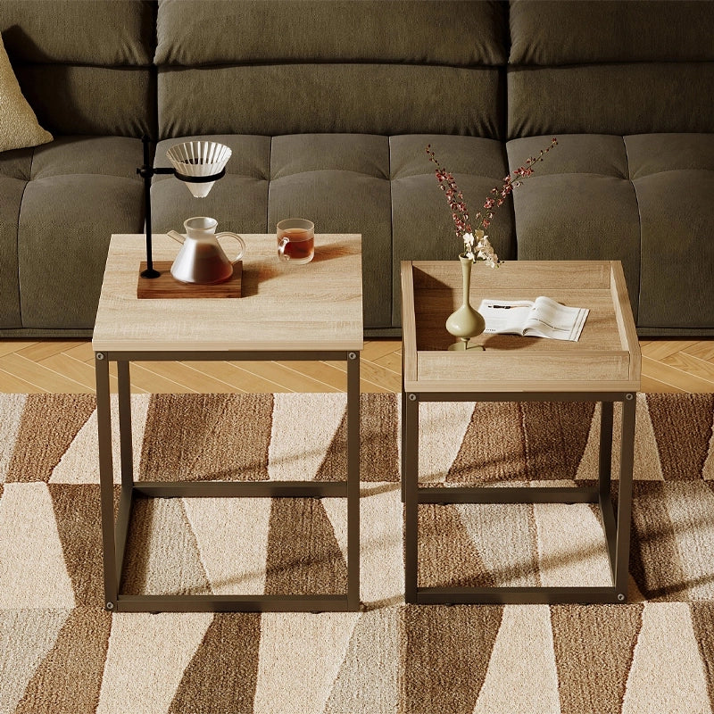 Set di tavolini da caffè 2 in 1 in stile loft industriale - Marrone chiaro