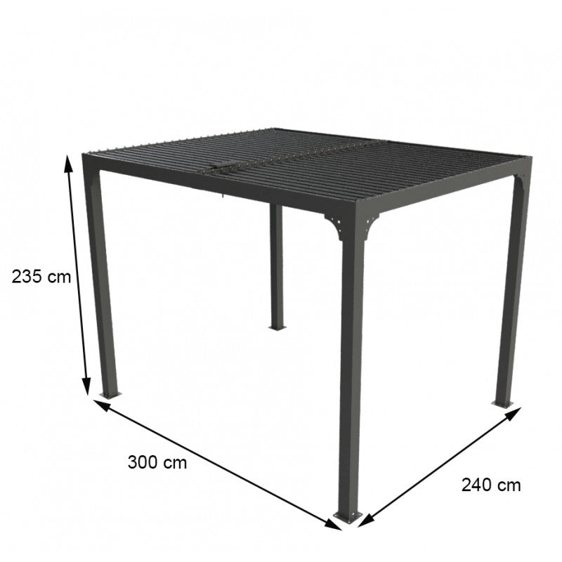 Pergola bioclimatica da giardino in alluminio 240x300 cm – tettoia con lamelle orientabili 90° – grigio antracite – PER2430BI Foresta