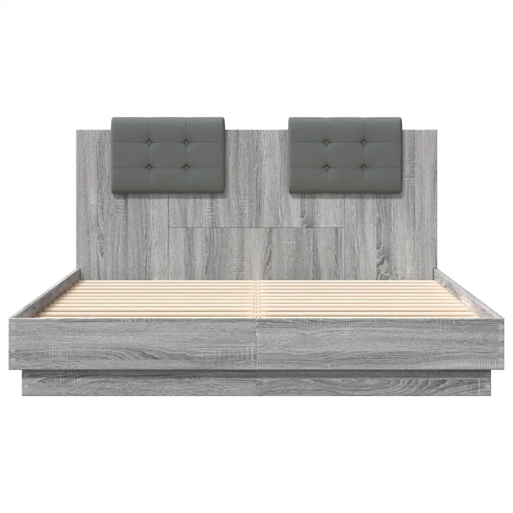 Giroletto con Testiera e LED Grigio Sonoma 150x200 cm 3210008