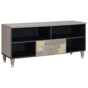 Mobile TV rettangolare moderno con pratico contenitore 100 x 33 x 46 cm legno massello di mango grigio 02_0057884